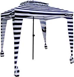 6x6 EasyGo Beach Tent with Blue and White Strips