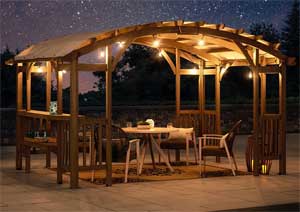 Sunjoy SummerCove Cedar Arched Roof Pergola with Built-in Bar