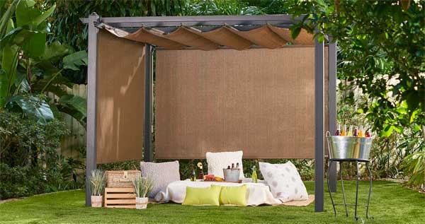 Coolaroo Aluminum Pergola Kits with Retractable Shade Awnings