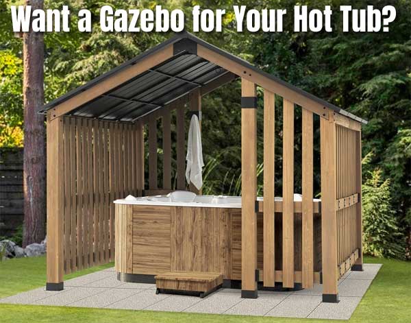 SummerCove Cedar Hot Tub Gazebo with Natural Slatted Wood Walls and Steel Hardtop Roof