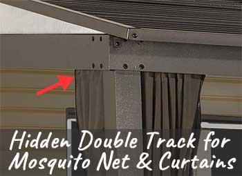 Hidden Double Track System to Hang Curtains and Mosquito Netting Around Gazebo