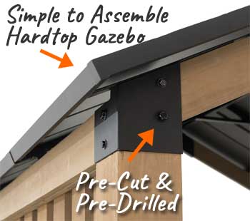DIY Hardtop Gazebo Kit with Pre-Cut, Pre-Drilled Cedar and Metal Hardware