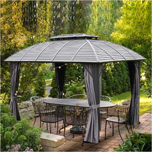 Domi Hardtop Gazebo Kit with Curtains and Netting