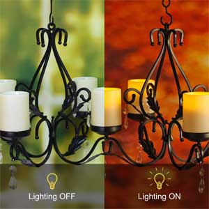 Flickering Candle Chandelier for Outdoor Gazebo - Battery Operated