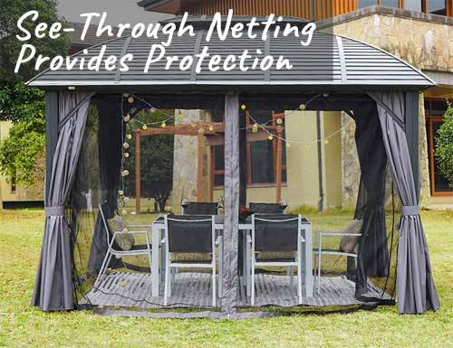See-Through Mosquito Netting Provides Protection While Under Gazebo, Yet You Can See Through It