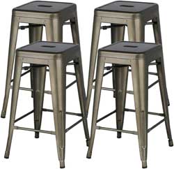 Indoor/Outdoor Metal Barstools Turn Grilling Gazebo into Comfortable Outdoor Kitchen and Bar for Guests