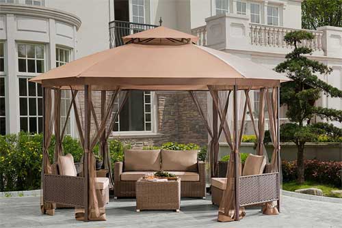 Octagonal Pergola Gazebo with Soft Top and Mosquito Netting