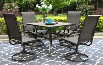 5-Piece Outdoor Dining Set with Swivel Chairs