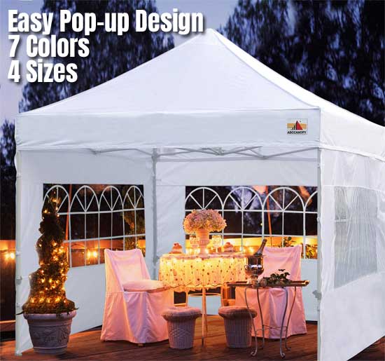 Outdoor Winter Gazebo has Pop-Up Design, Elegant Church Windows, Comes in 7 Colors and 4 Different Sizes