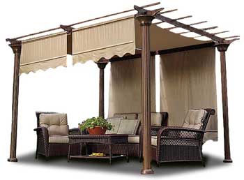 Inexpensive Pergola Canopy Set in Tan or Green for Extra Shade or Privacy