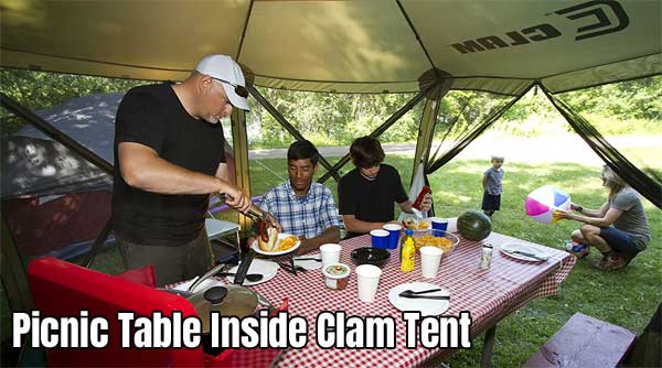Full-Size Picnic Table Fits Inside Clam Tent