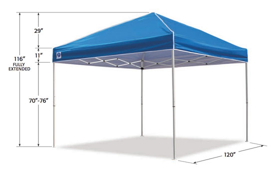 Z-Shade Pop-Up Tent Dimensions (height, width, length)