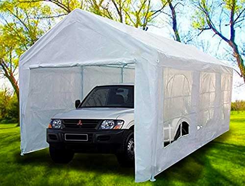 Portable White Canvas Carport Canopy 10' x 20'