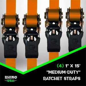 Set of 4 Medium Duty Ratchet Straps
