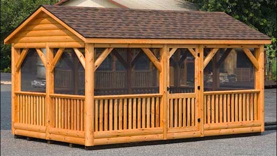 Screened Log Cabin Style Gazebo to Keep Out Insects