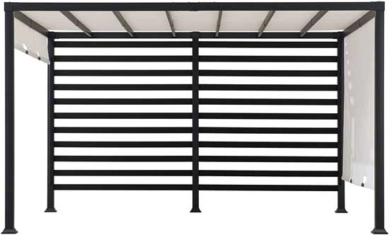 Black Steel Pergola Frame with Adjustable Canopy for Backyard Entertaining